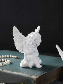 1/2pcs European Style White Angel Doll Desktop Decor, Hand-Painted ABS Resin Crafts, Home, Shop, Restaurant Decoration And Photography Props, Room Decor, Furniture Decoration - New Model - View 5
