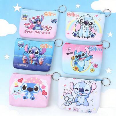 1pc Cute Cartoon Stitch Coin Purse, Fashionable Minimalist Design, Adorable Style, Earphone Storage Bag | Multifunctional Hanging Coin Pouch Key Holder Mini Storage Bag Zipper Small Wallet Suitable For Daily Outings And Travel, Can Store Lipstick, Makeup Brushes, Skincare Products, Coins, Small Items, Home Gifts, Holiday Gifts, Multifunctional Coin Purse