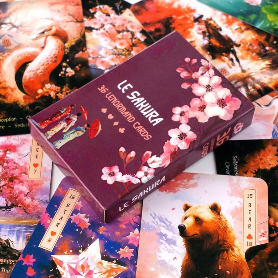 樱花雷诺曼卡牌:日本美学与直觉占卜的完美融合 - 彩色 - 查看 1
