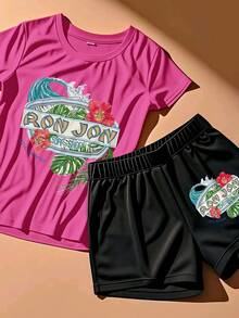 Two Piece Set Women, Summer Clothes Ron Jon Surf Shop Orlando, Shorts & Graphic Tees Women, Workout Sets Women, Running, Outdoor Tennis, Golf, Running Shorts For Women, Going Out Tops Women, Summer Outfits For Women - 粉色 - 查看 2