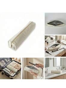 Heat-Resistant Curling Iron Storage Bag, Portable Hair Styling Tool Travel Pouch With Aluminum Foil Lining, Beige Nylon Zipper Design Suitable For Straighteners, Curling Irons And Styling Tools, Heat-Insulated Design Protects Surfaces From Heat Damage, Lightweight And Compact For Easy Packing In Suitcases Or Backpacks - Multicolor - View 6