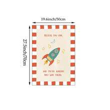 1/3幅无框彩色卡通动物、汽车和火箭装饰画，酷炫儿童俱乐部幼儿园装饰，励志语录帆布墙画，适合男孩卧室、游戏室 - 彩色 - 查看 22