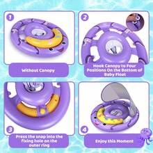 Inflatable Baby Pool Float With UPF50+ Canopy, Play Console & Adjustable Safety Seat For Infants 6-36 Months - Purple - View 7