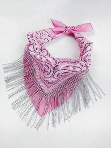 1件装女士仿钻流苏围巾，腰果花派对及婚礼水钻流苏头巾，适合日常佩戴 - 彩色 - 查看 10