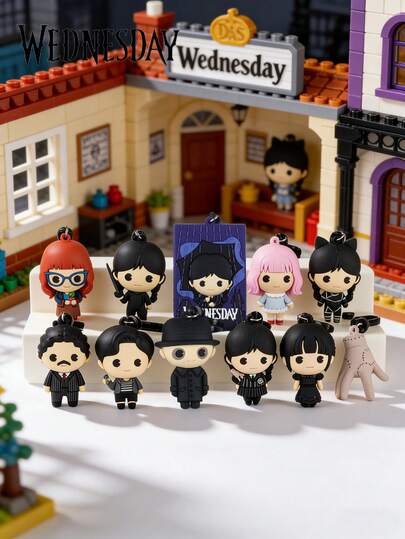 Netflix 1pc Official Licensed "" Blind Bag Keychain, Random 1 Piece 3D Cute Character Figurine Charm, Including Wednesday Addams, Edith Sinclair, Thing, Marilyn Addams, , Uncle Fester, Pugsley Addams And Other Classic Characters, Cartoon Style Detailed And Vivid, Blind Bag Design Adds Surprise And Collection Fun