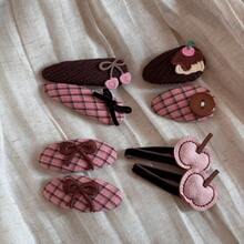 2pcs Cute Sweet Side Bangs Clips, Elegant Hair Clips, Fashion Fringe Clips, Small Hair Accessories - Cute Pink and Brown Hair Clip - View 2
