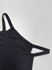 Women's Solid Color Fitted Cropped Camisole - Black - View 9