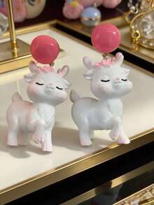 1 Pair Cute Resin Faux Deer Earrings, Suitable For Women's Party, Date, Beach Holiday, Daily Outfit, Gift - Footed Style - View 3