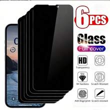 XINHONGYU 6pcs Privacy Screen Protector, Tempered Glass, Full Coverage, Compatible With IPhone 17/16/15/14/13/12/11 Pro Max/XR/X/XS Max Plus, Anti-Fingerprint, Anti-Peeping - Black-6PCS - View 27