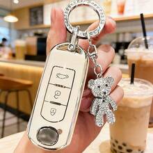 Car Key Cover With Rhinestone Bear Keychain, Suitable For 2 3 6 CX3 CX4 CX5 CX7 CX9 Atenza Axela MX5 Miata, Provides Comprehensive Protection, Accessory Key Fob Cover, Soft TPU Key Shell - Bear Model - View 3