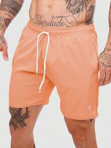 KIT OF 5 Men's Shorts In Tactel Elastane Resin, Casual, Comfortable With Pockets - 鮭魚色/鉛色/海軍藍/黑色/藍色BB - 查看 2