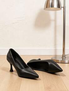 Elegant Versatile High Heel Pumps For Women, 7cm Mid Heel, Pointed Toe, Stiletto Heel, Sexy Black, Soft Upper, Soft Sole, Work Shoes - Black - View 5