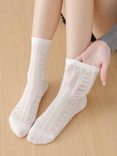 5 đôi tất nữ dáng suông, chất liệu cotton nhẹ, thoáng khí, thoải mái, thích hợp mặc hàng ngày, đi du lịch, đi học và phối với váy, mùa xuân/hè.