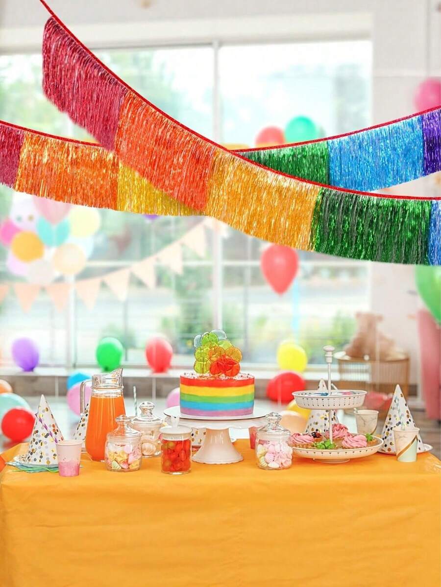 1/2pcs Rainbow Foil Tassel Decor, Pride Metal Tassel Garland, Rainbow ...