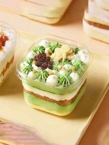 Hộp đựng bánh Tiramisu/Mousse (10/20 chiếc), hộp đựng tráng miệng bằng nhựa PP dùng một lần, thích hợp làm đồ dùng học tập làm bánh, túi đựng thực phẩm, hộp đựng thực phẩm, có thể đựng kẹo, sô cô la, bánh quy, v.v. - trắng - Xem 7