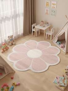1pc Cream-Colored 8-Petal Flower Shaped Carpet, Cream Pink Floral Round Rug, Suitable For Living Room, Bedroom, Study, Children's Room, Baby Room Decoration - Durable, Non-Slip, Machine Washable, Decorative Carpet, Bedroom Decor, Small Rug, Carpet, Home Decor, Living Room Carpet, Living Room Small Rug, Bedroom Carpet, Living Room Home Decor, Outdoor Rug, Washable Carpet - Multicolor - View 4