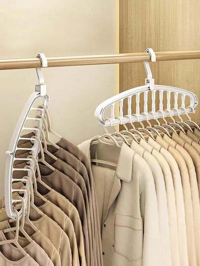 1个多功能衣架，防滑折叠晾衣架，带11个孔，宿舍和家庭收纳整理架