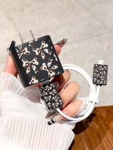 性感豹纹蝴蝶结保护壳，兼容 15 Pro Max、17 Pro Max、16 Pro Max、11、12、13、14 Pro Max，时尚美观 - 黑色 - 查看 1