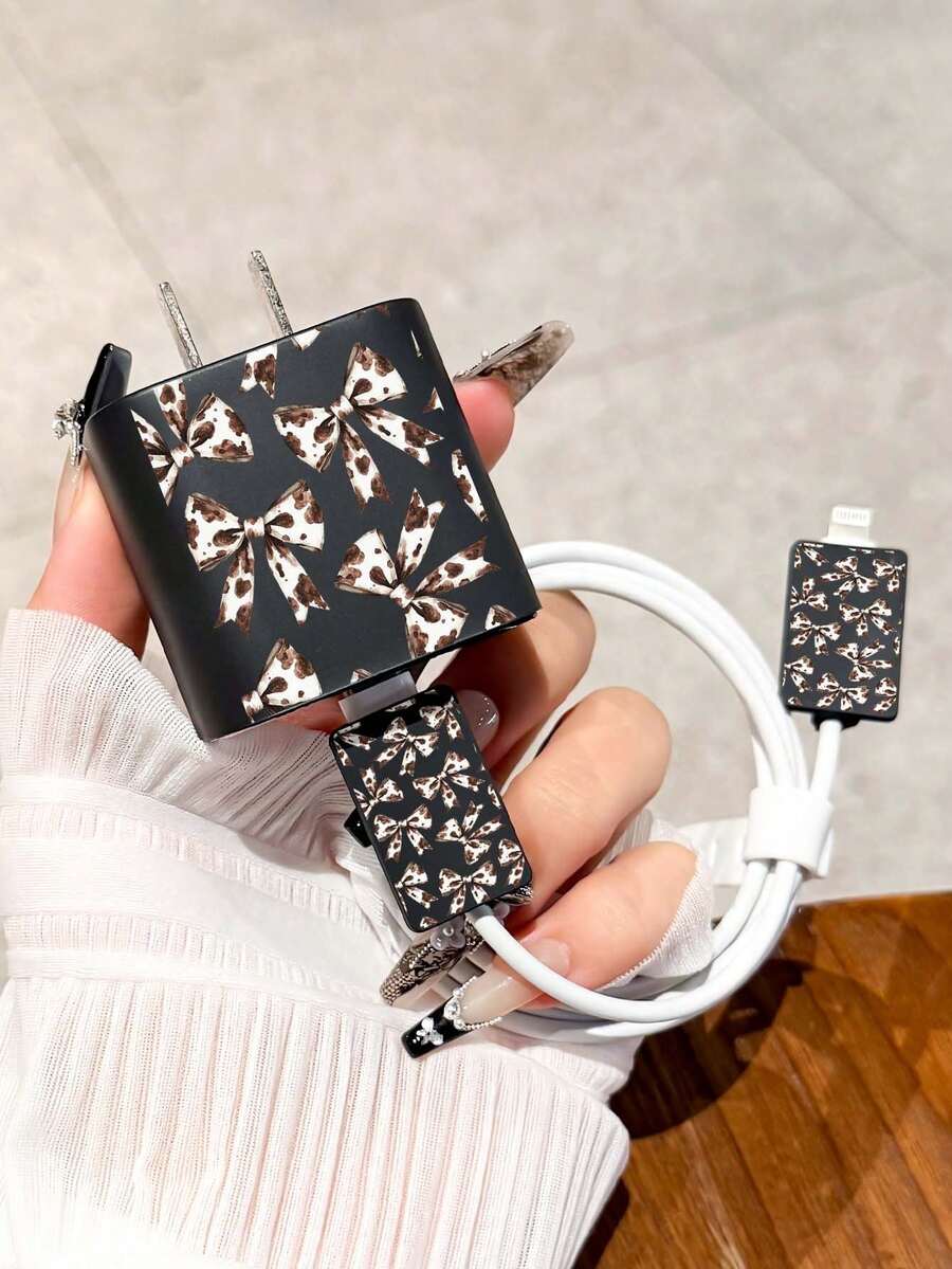 性感豹纹蝴蝶结保护壳，兼容 15 Pro Max、17 Pro Max、16 Pro Max、11、12、13、14 Pro Max，时尚美观 - 黑色 - 查看 1