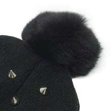 Fashionable Wire-Stitch Decorative Women's Knitted Hat, A Warm And Protective Women's Hat For Autumn And Winter Seasons, A Comfortable Woolen Hat Suitable For Outdoor Activities - 黑色 - 查看 3