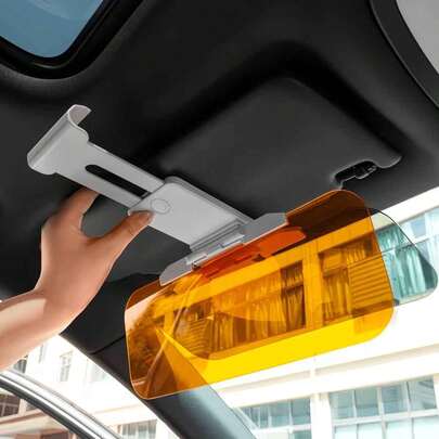 1pc Dual-Use Day & Night Car Sun Visor, With Adjustable Clip And Suction Cup, Blocks UV Rays, Sun Visor Extender For Driving, Fits All Vehicles, Reduces Glare From Headlights And High Beams, Car Sun Visor Accessory