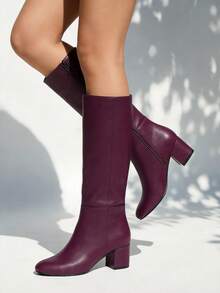 Botas para dama Tacón bajo Clásicas Formales - Vino - Ver 2