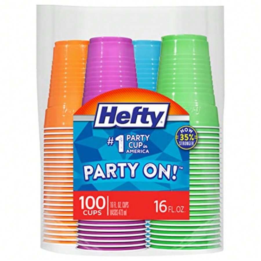 Party On Disposable Plastic Cups Assorted 16 Ounce 100 Count - 顏色多樣 - 查看 1