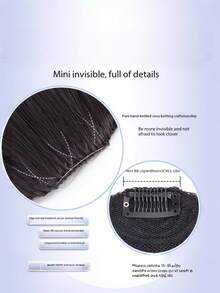 1 pieza Flequillo postizo para mujer, flequillo sintético recto y elegante para clip, pieza superior de cabello sintético recto resistente al calor con flequillo esponjoso - Estilo natural elegante, fibra sintética resistente al calor, fácil de usar, accesorio de cabello de moda diario, accesorio de cabello de moda | Apariencia natural | Estilo minimalista, pinza para el cabello, pinza para el cabello, pinza para el cabello, pasador para el cabello, pinza para el cabello, verano, vacaciones, viaje - Multicolor - Ver 3