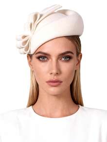 Black Wool Felt Fascinator Hats For Ladies Women Wedding Bride Elegant Tea Party Dress Formal Church Cocktail Hat With Bow - A - View 13
