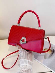 时尚女士休闲手提包，新款时尚简约个性化单肩斜挎方包 - 紅色 - 查看 7