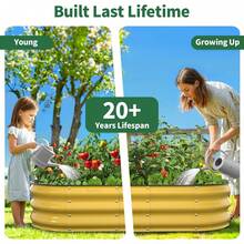 Kesfitt Raised Garden Bed, 4x2x1 FT Galvanized Steel Metal Raised Garden Bed, Oval Open-Bottom Design, 12-Inch Deep For Outdoor Vegetable & Herb Gardening, Forest Green - 乳黃色 - 查看 9