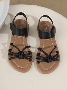 新款公主风儿童凉鞋，女童夏季平底软底幼儿鞋，大童珍珠百搭舒适款 - 黑色 - 查看 6