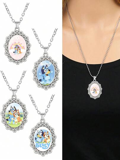  1件装 Blueys 可爱蕾丝吊坠项链，时尚百搭的颈链，适合日常佩戴和送礼。