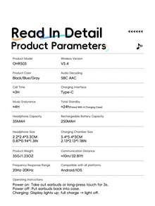 Acer OHR503 Upgraded Wireless Earphones, Tilted In-Ear Design Fitting Ear Comfortably, High-Quality Lossless Audio, 24H Long Standby, Type-C Charging Port, Compatible With Smartphones, Tablets, Laptops - View 13