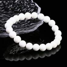 5A级天然白色贝壳珠手链，波西米亚风女士饰品，优雅简约日常佩戴手链，完美礼物 - 白色 - 查看 6