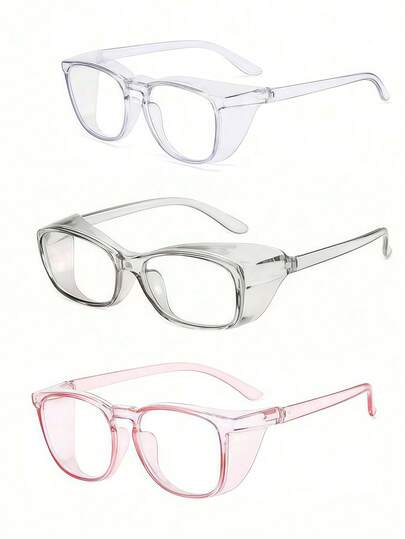1 Pair Dust-Proof Manicure Goggles - Transparent/Pink/Black/Blue Lens, Windproof Design, Fine Nail Care Eye Protection Tool, Pedicure Accessory, Lightweight Durable Plastic Frame, Fashionable Style, Sturdy And Durable, Beauty Essential