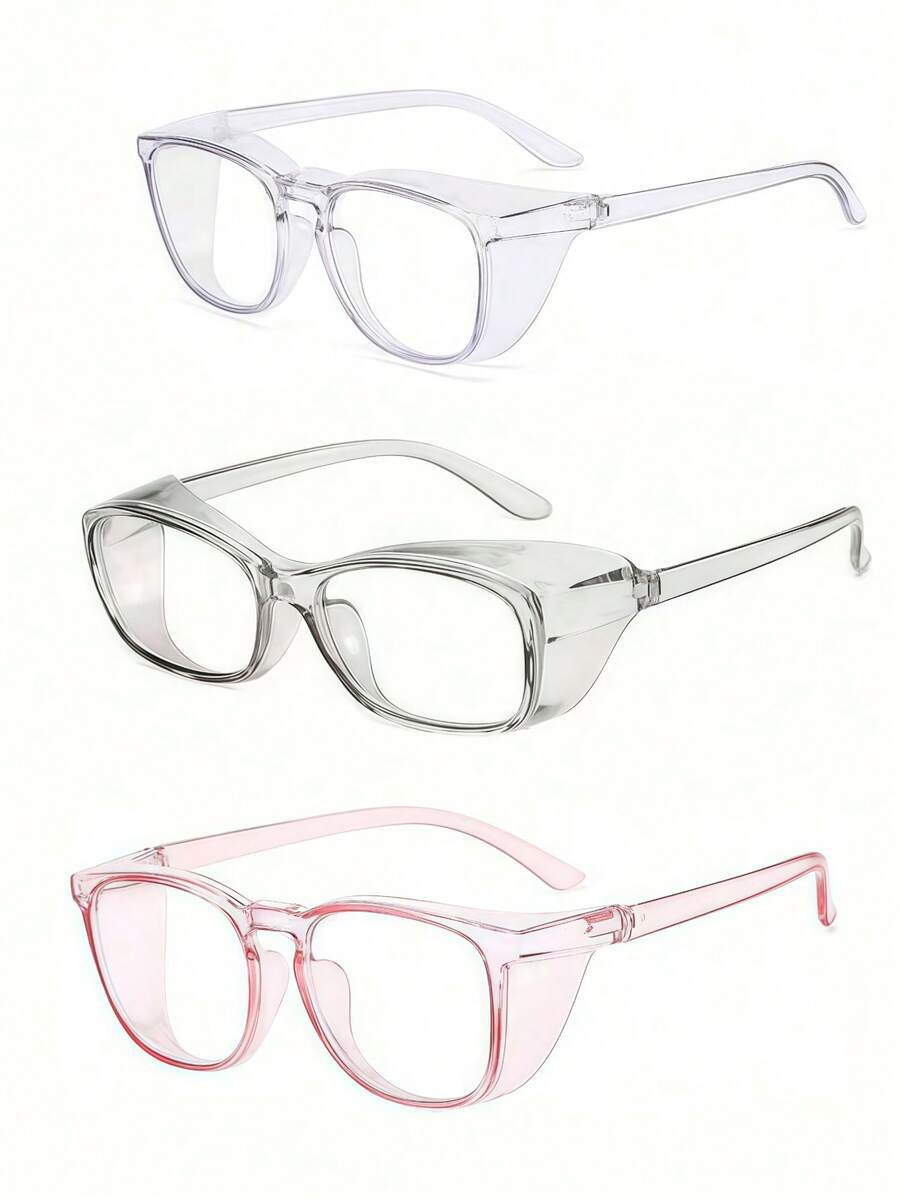 1 Pair Dust-Proof Manicure Goggles - Transparent/Pink/Black/Blue Lens, Windproof Design, Fine Nail Care Eye Protection Tool, Pedicure Accessory, Lightweight Durable Plastic Frame, Fashionable Style, Sturdy And Durable, Beauty Essential - Multicolor - View 1