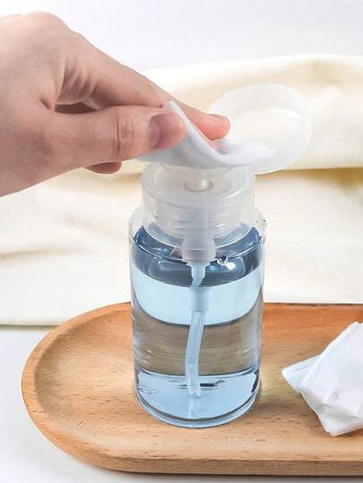 2pcs Nail Art Press Bottle, Alcohol Nail Polish Remover Cleansing Water Refillable Bottle, Large Capacity Makeup Remover Empty Bottle Containers For Cosmetics