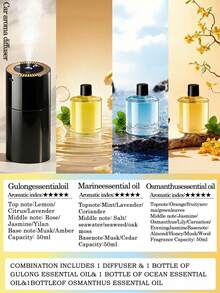 New Car Humidifier, Ultrasonic Aromatherapy Diffuser, With Color LED Lights, USB Rechargeable, 5 Mist Modes, Digital Display, Long Battery Life, Portable Black Style, Gift Set With 6 Essential Oils, High Cost‑Performance. - A - View 29