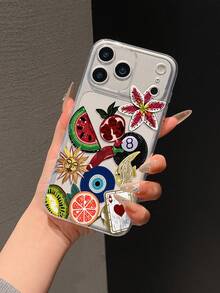1个奢华时尚图案软TPU手机壳，摄像头开孔精准，UV印刷多种元素设计，例如水果、西瓜、台球、花卉、扑克牌、邪眼等，适合作为礼物送给家人、朋友，也适合生日、旅行、聚会等场合。兼容 17 Pro Max、16 Pro Max、15、14、13、12、11、XS Max、XR、7/8 Plus、12/13 Mini，以及Galaxy S26 Ultra、S25 Ultra、S24 Ultra、S23 FE、S24 FE、S25 FE、S23等机型。 - 彩色 - 查看 4