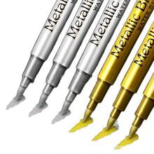 2/4/6pcs Metallic Soft Tip Paint Pens, 2 Colors (Gold/Silver), Suitable For Any Material, Ideal For DIY Painting On Black Cards, Graffiti, Handicrafts And Notebooks, DIY Signature Pens - Perfect Gift For Back To School Season - Multicolor - View 7