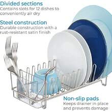 60115 Classic Compact Kitchen Dish Drainer Rack for Drying Glasses, Silverware, Bowls, Plates, Satin/Clear,44493364 - Multicolor - Ver 6