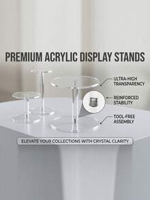 1个亚克力蛋糕架，DIY组装透明蛋糕架，圆形高蛋糕架，甜点桌展示套装，纸杯蛋糕架，甜点，纸杯蛋糕糕点糖果展示架，婚礼，活动，生日派对 - 彩色 - 查看 4