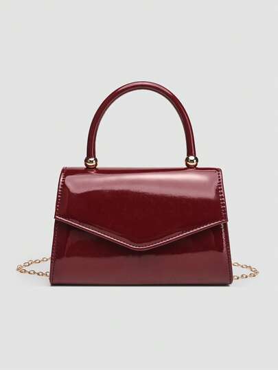 1pc Glossy PU Leather Women's Handbag, Elegant Ladies Tote Bag, Minimalist Chain Shoulder Clutch Bag, Lightweight Luxury Party/Evening Bag, Perfect Birthday Gift For Girlfriend, Suitable For Party, Wedding, Prom, Banquet, Can Be Matched With Party Dresses, Graduation Gowns, And Ball Gowns