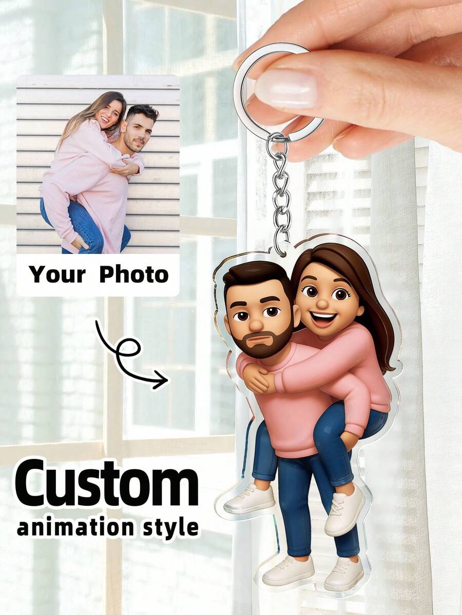 1-4Pcs Custom Acrylic Keychains,Exclusive Photo Keychains Designed Just For Couples. Create A Truly Unique And Cherished Keepsake With Our Personalized Gifts And Mementos For Couples. Choose From A Wide Array Of Customizable Designs, Feature Your Favorite Shared Photo, And Craft A One-Of-A-Kind Token Of Your Affection. - Multicolor - View 1