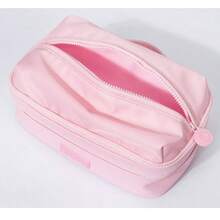 Estuche Multiusos OKKY Color Rosa Pastel – Organizador de Cosméticos con Bolsillo de Malla. con 3 Secciones de Almacenamiento - A - Ver 3