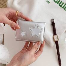 Cartera pequeña con estrella plateada, cartera trifold de mujer, cartera minimalista versátil - Multicolor - Ver 6