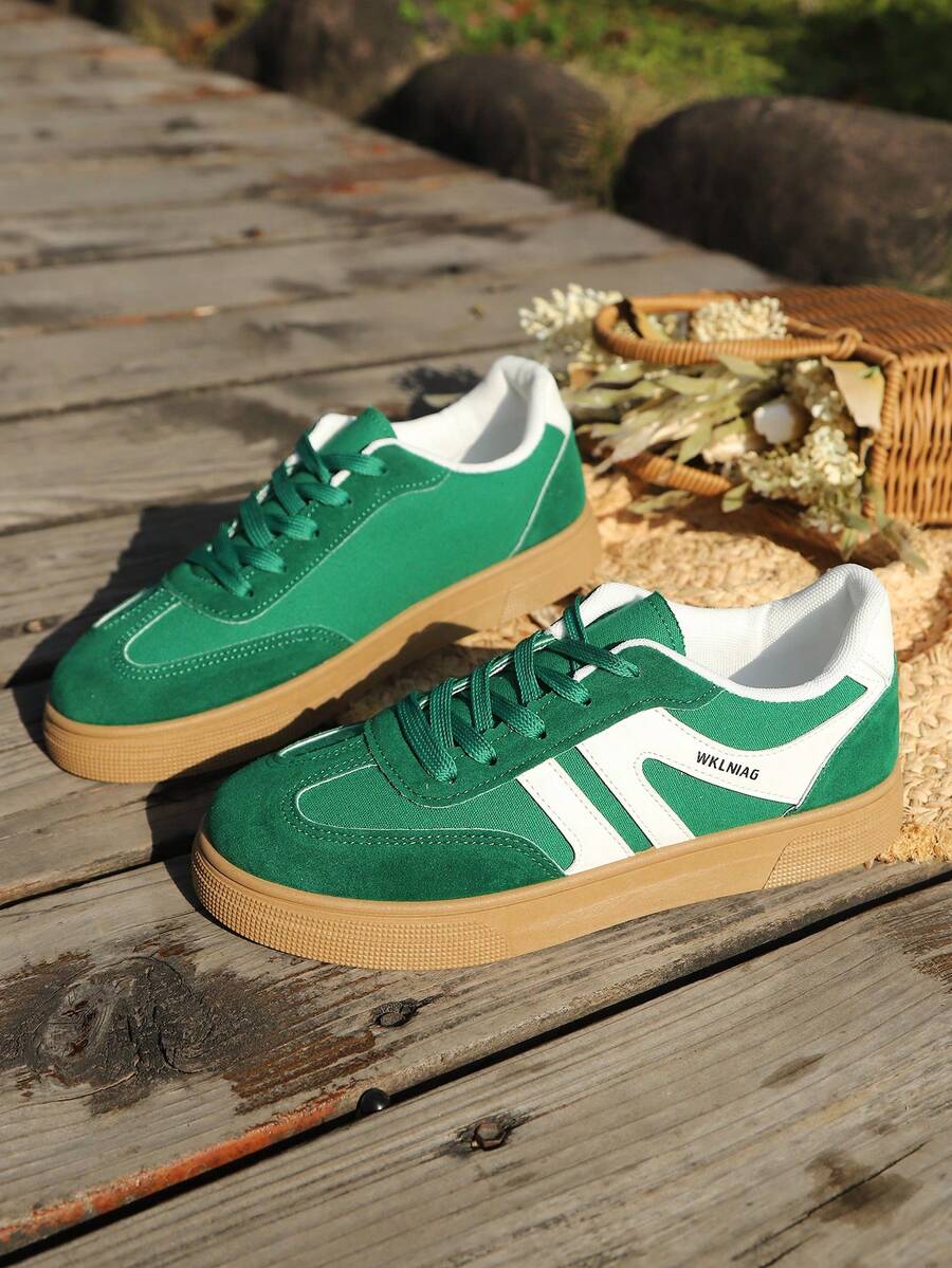 Giày trượt ván buộc dây dành cho nữ, giày thể thao leo núi, trượt ván ngoài trời, giày sneaker thường ngày đa năng. - màu xanh lá - Xem 1