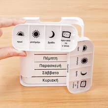 1pc, 7-Day Large Capacity Portable Pill Case With Morning/Noon/Night Compartments, Weekly Pill Organizer Box For Travel - White - View 21