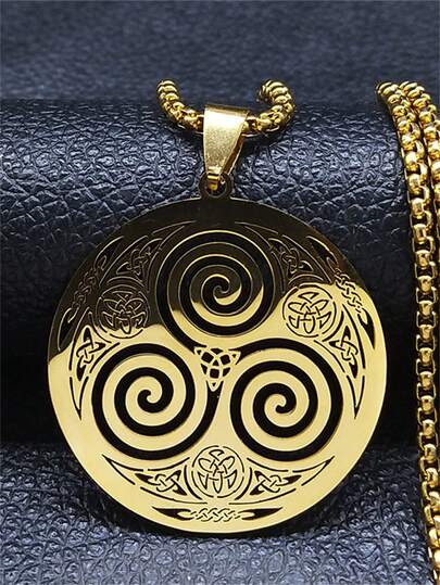 1pc New Fashion Stainless Steel Celtic Knot Triple Helix Pendant Necklace For Men And Women Irish Amulet Jewelry